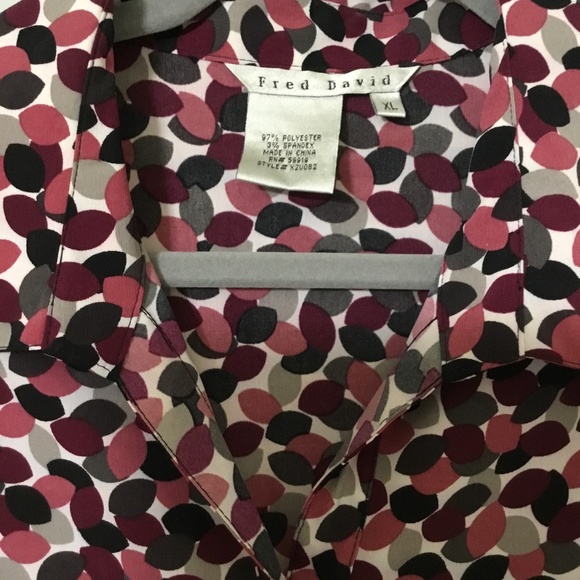 Fred David, Multicolor Blouse with V-Neck Size-XL - Picture 7 of 9